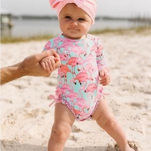Ruffle Butts Fab Flamingo One Piece Rash Guard